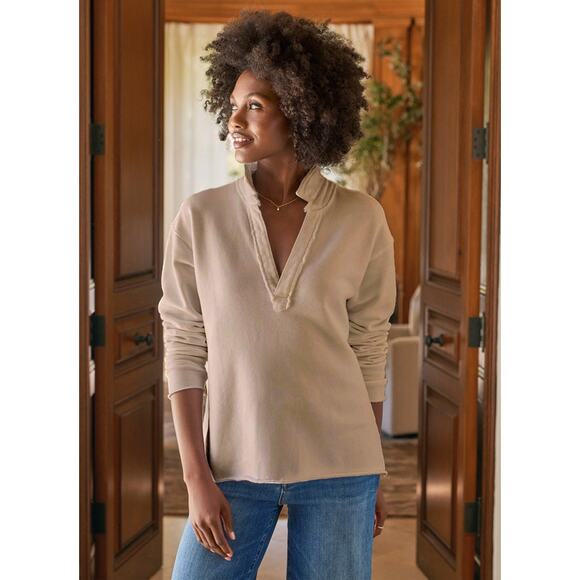 Frank & Eileen Patrick Triple-Fleece Popover Henley Top Toast Size Small NWOT - Picture 3 of 12